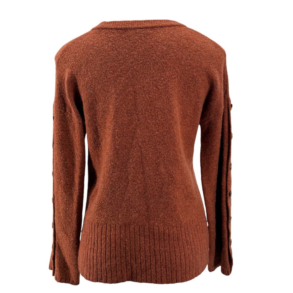 Madewell Women's Sweater Button Sleeve SZ XS Pullover Wool Alpaca Burnt Orange - Picture 5 of 9